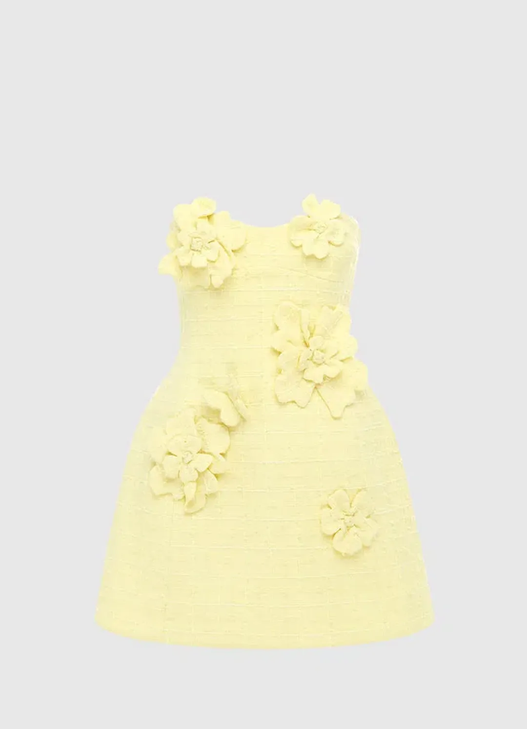 Leo Lin Rosario Tweed Petal Bustier Mini Dress Sorbet Yellow Size 10 for rent on The Volte - main image