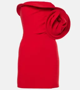 Magda Butrym Floral-appliqué Wool Blend Mini Dress Red Size 6 for rent on The Volte - image 1