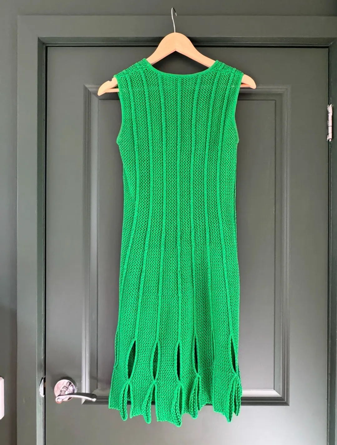 Bottega Veneta Mesh Knit Mini Dress in Bottega Green Size 12 for rent on The Volte - main image