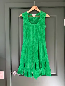 Bottega Veneta Mesh Knit Mini Dress in Bottega Green Size 12 for rent on The Volte - image 1