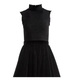 Alice & Olivia Barrett Shirred Crepe and Velvet Mini Dress Size AU 12 for rent on The Volte - image 6