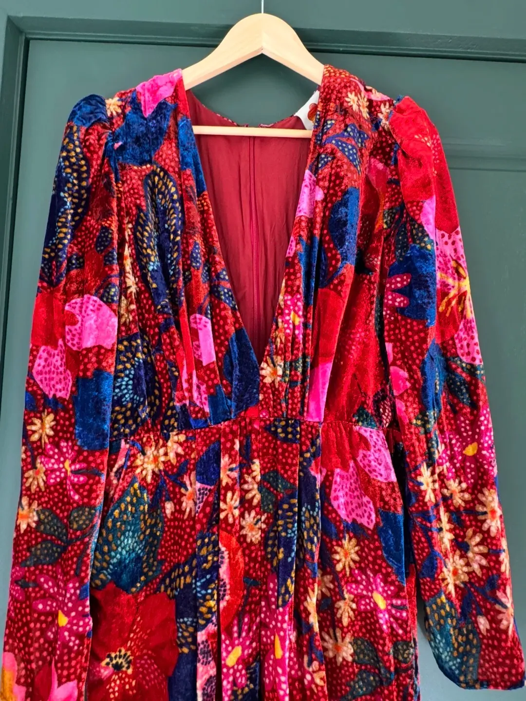 Farm Rio Snake Velvet Jumpsuit Garden Red Size 12/L for rent on The Volte - main image