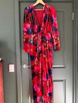 Farm Rio Snake Velvet Jumpsuit Garden Red Size 12/L for rent on The Volte - image 1