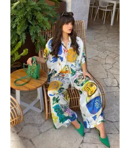 Alemais Soleil Oversized Shirt and Pants Set Print Size 12/L for rent on The Volte - image 3