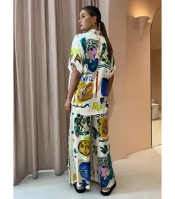 Alemais Soleil Oversized Shirt and Pants Set Print Size 12/L for rent on The Volte - image 2