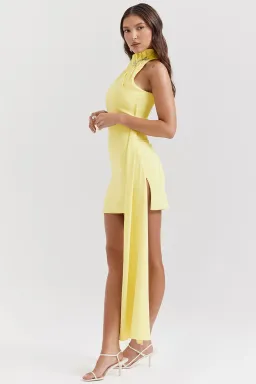 House of CB Marla Halter High Neck Mini Dress Lemon Size XS / AU 6 for rent on The Volte - image 2