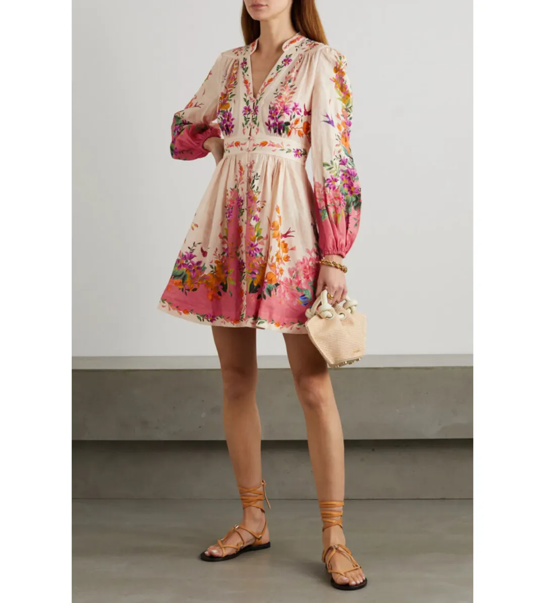 Zimmermann	Trapicana Plurige Mini Dress Cream/Floral Size 3/Au 14 for rent on The Volte - main image
