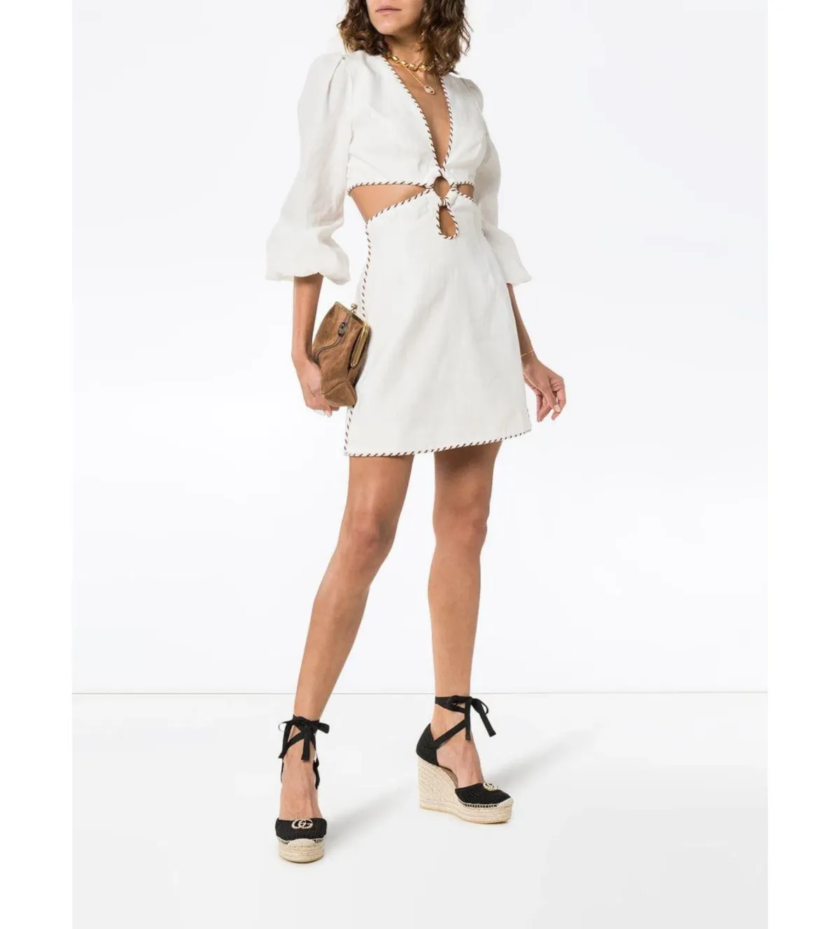Zimmermann	Corsnge Biaided Cut Out Mini Dress White Size 0/Au 8  for rent on The Volte - main image