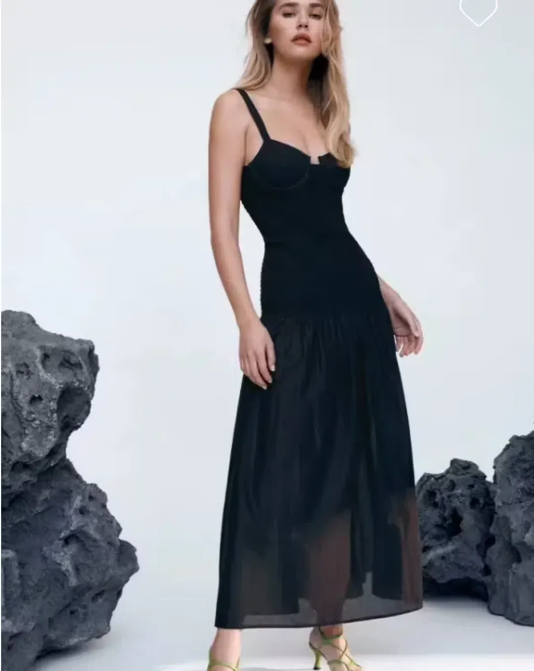 Scanlan Theodore Cotton Bralette Midi Dress Black Size 6 for rent on The Volte - main image