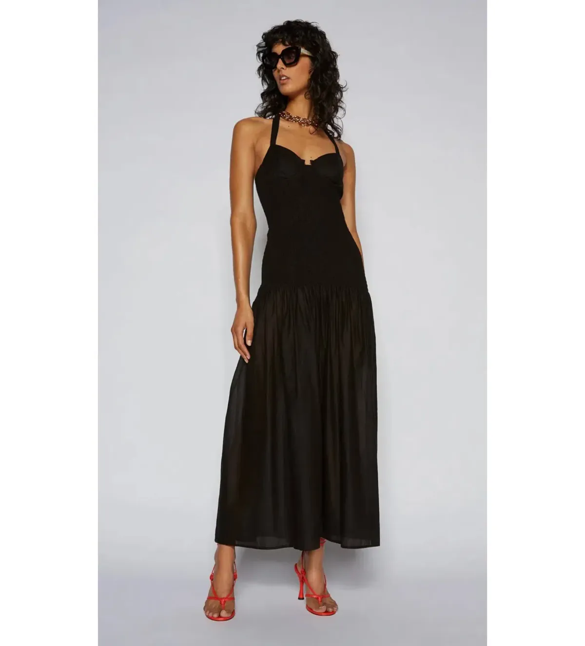 Scanlan Theodore Cotton Bralette Midi Dress Black Size 6 for rent on The Volte - main image