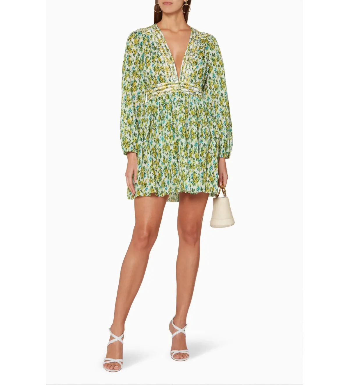Zimmermann Golden Plisse Mini Dress Lemonade-Acid Floral-Print Size 0/Au 8  for rent on The Volte - main image