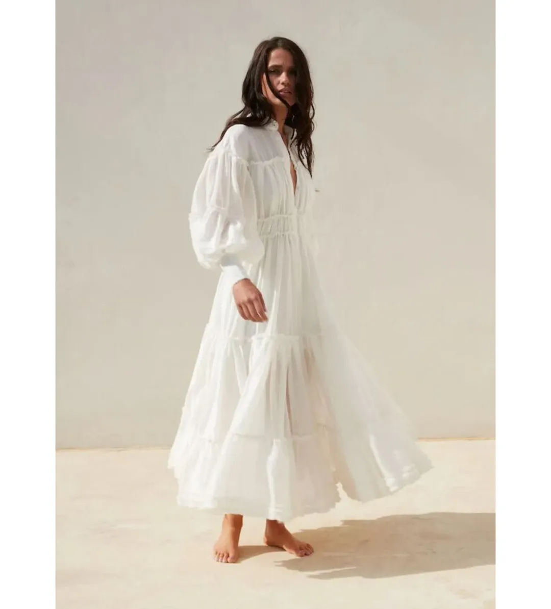 Mackenzie Mode Tiered Ruffle Dress  White Size 14 for rent on The Volte - main image