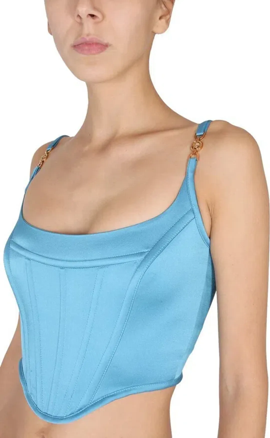 Versace Medusa Corset Top Blue Size AU 10 for rent on The Volte - main image