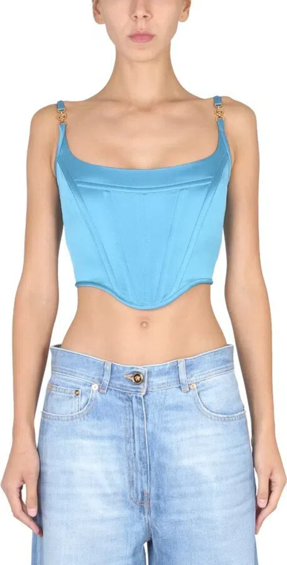Versace Medusa Corset Top Blue Size AU 10 for rent on The Volte - main image