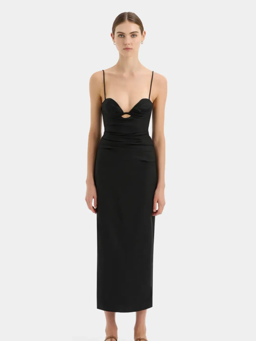 Sir the Label Noemi Balconette Midi Dress in black Size AU 8 for rent on The Volte - main image