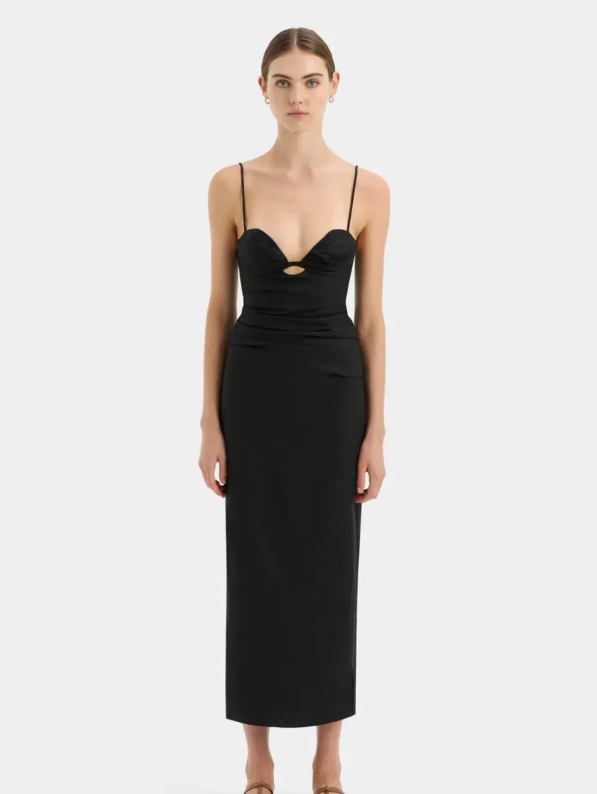 Sir the Label Noemi Balconette Midi Dress in black Size AU 8 for rent on The Volte - main image