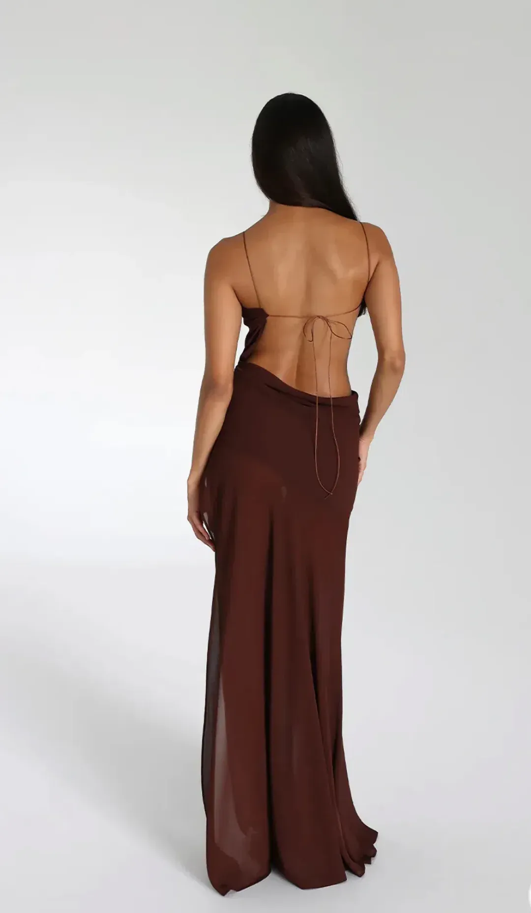 Natalie Rolt Dahlia Maxi Dress Espresso in Brown Size 8 for rent on The Volte - main image