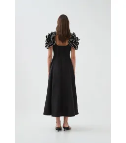 Aje Twyla Midi Dress Black Size AU 12 for rent on The Volte - image 3
