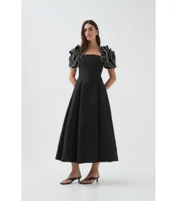 Aje Twyla Midi Dress Black Size AU 12 for rent on The Volte - image 1