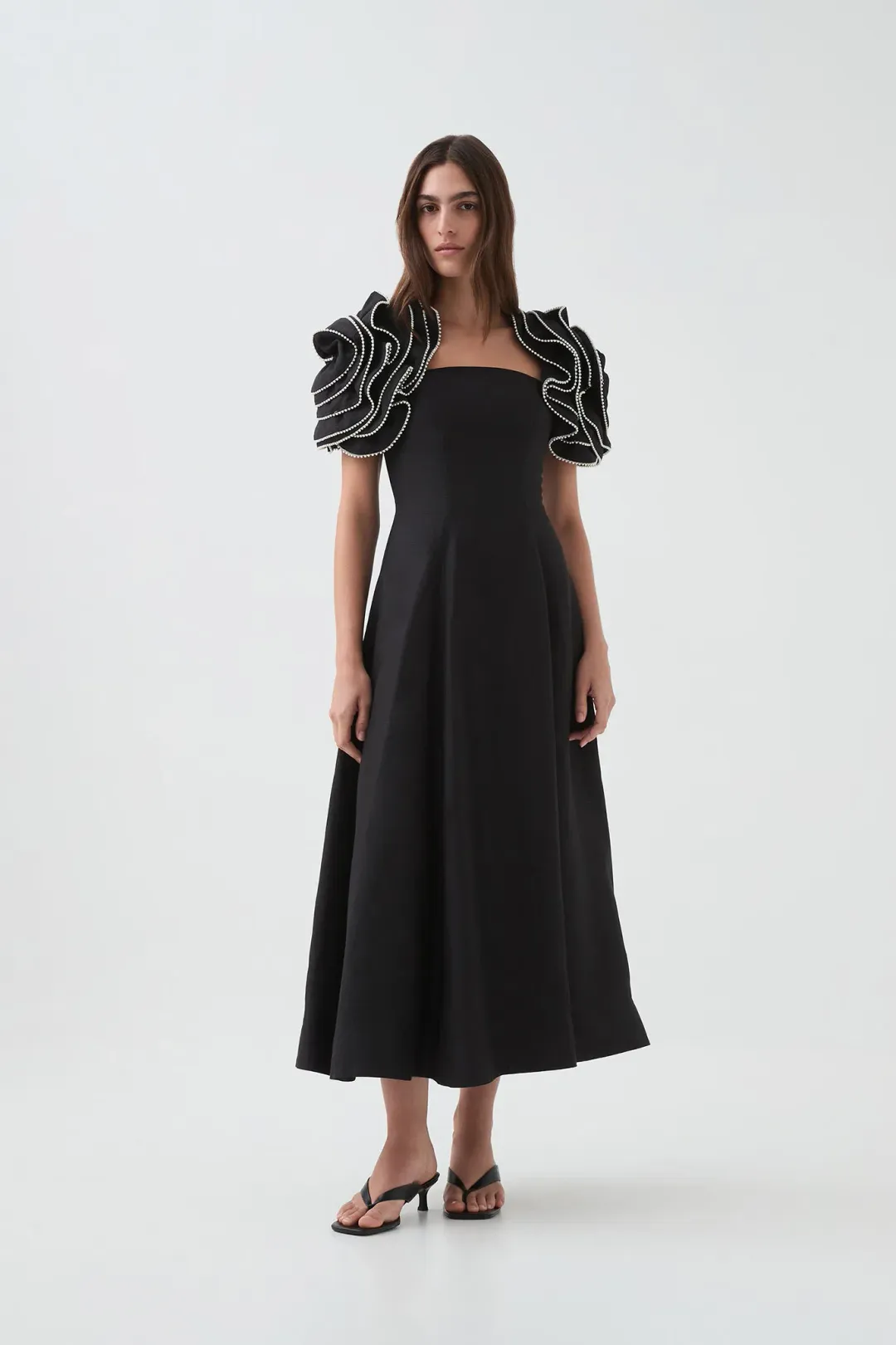 Aje Twyla Midi Dress Black Size 14 for rent on The Volte - main image