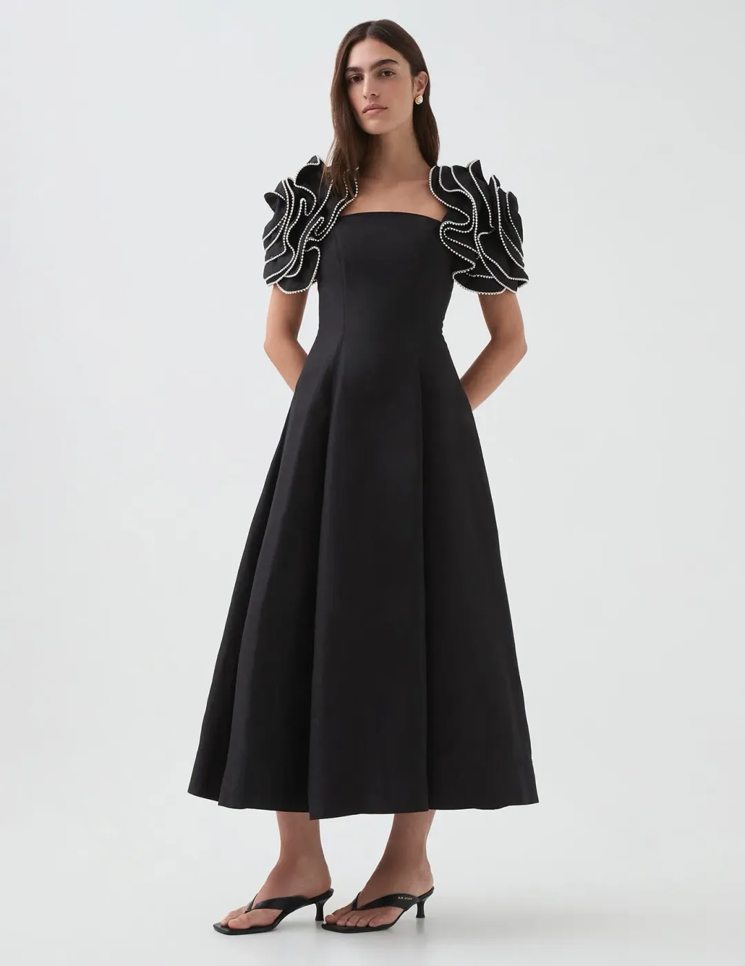 Aje Twyla Midi Dress Black Size 14 for rent on The Volte - main image