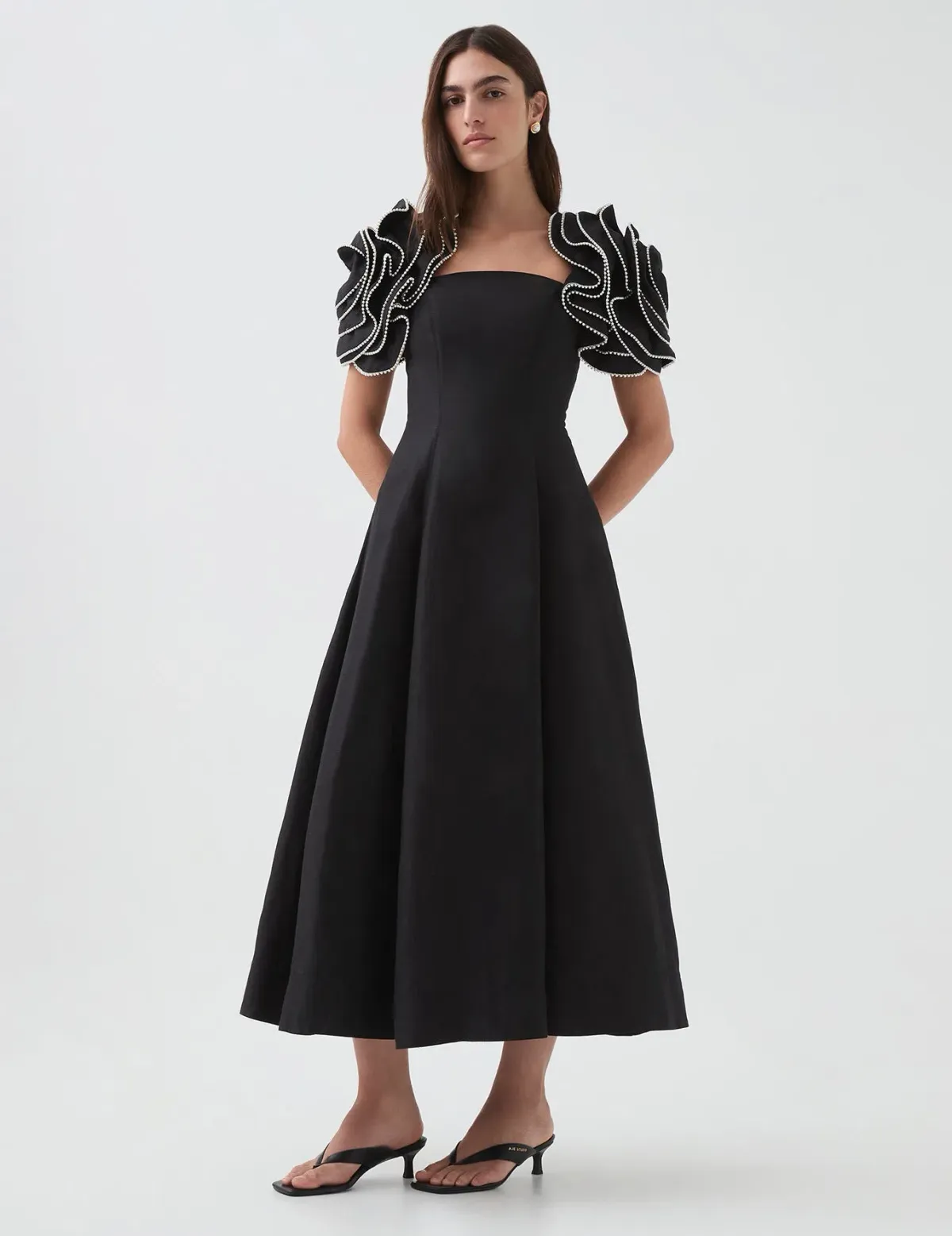 Aje Twyla Midi Dress Black Size 14 for rent on The Volte - main image