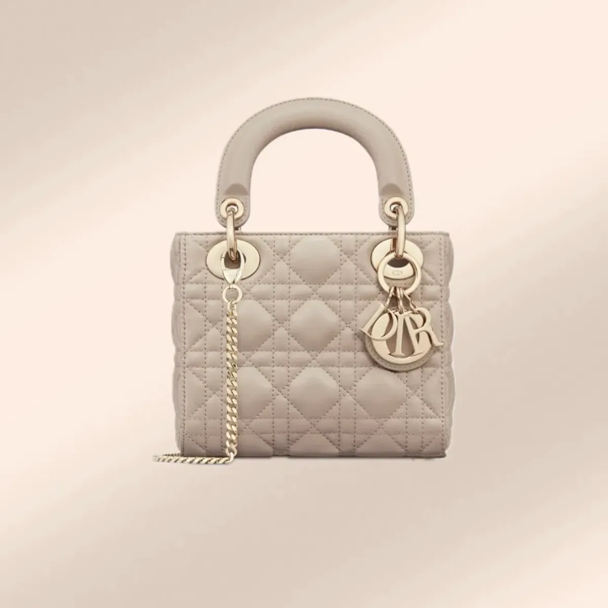 Christian Dior Mini Lady Dior Beige Cannage Lambskin bag for rent on The Volte - main image