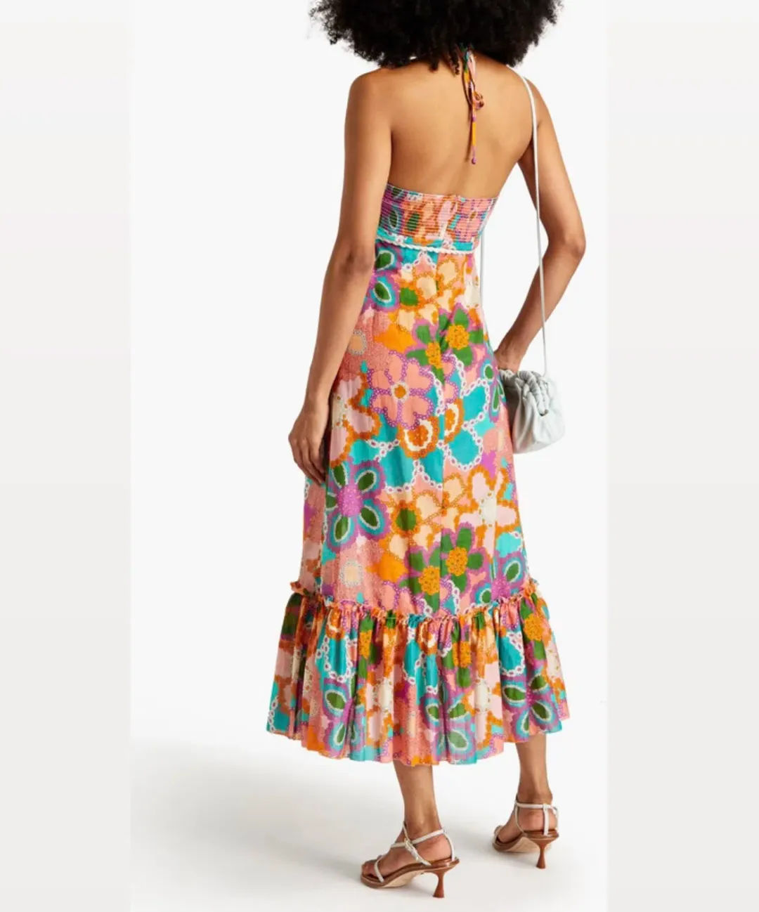 Zimmermann Lola Frilled Ruffled Halterneck Midi Dress Floral Size 0 / AU 8 for rent on The Volte - main image
