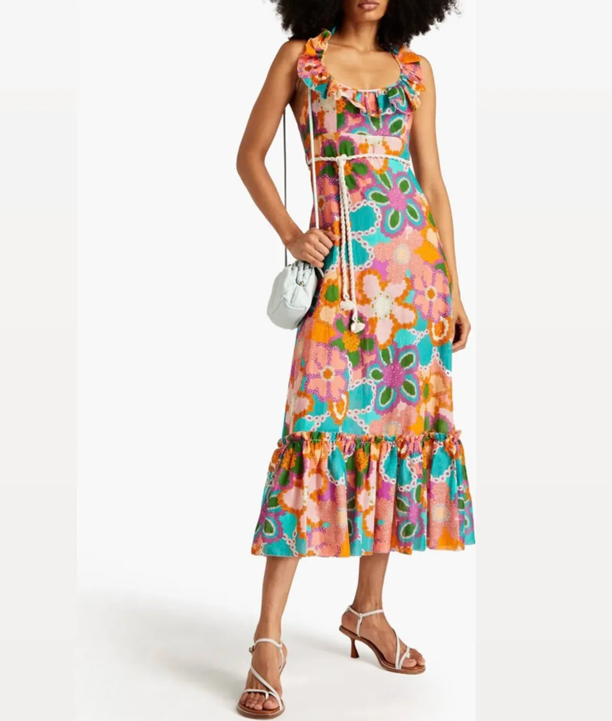 Zimmermann Lola Frilled Ruffled Halterneck Midi Dress Floral Size 0 / AU 8 for rent on The Volte - main image
