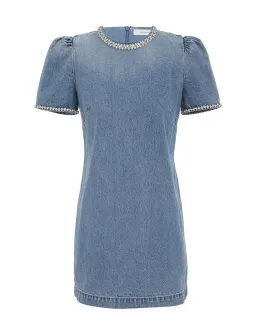 Zimmermann Crush Embellished Denim Mini Dress Blue Moon Size 0 / AU 8 for rent on The Volte - image 7