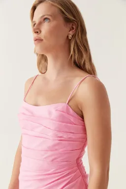 Aje Clarice Draped Maxi Dress Pink Size 6 for rent on The Volte - image 3