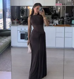 MISHA Sisal Mesh Dress Espresso Size 6/XS for rent on The Volte - image 2