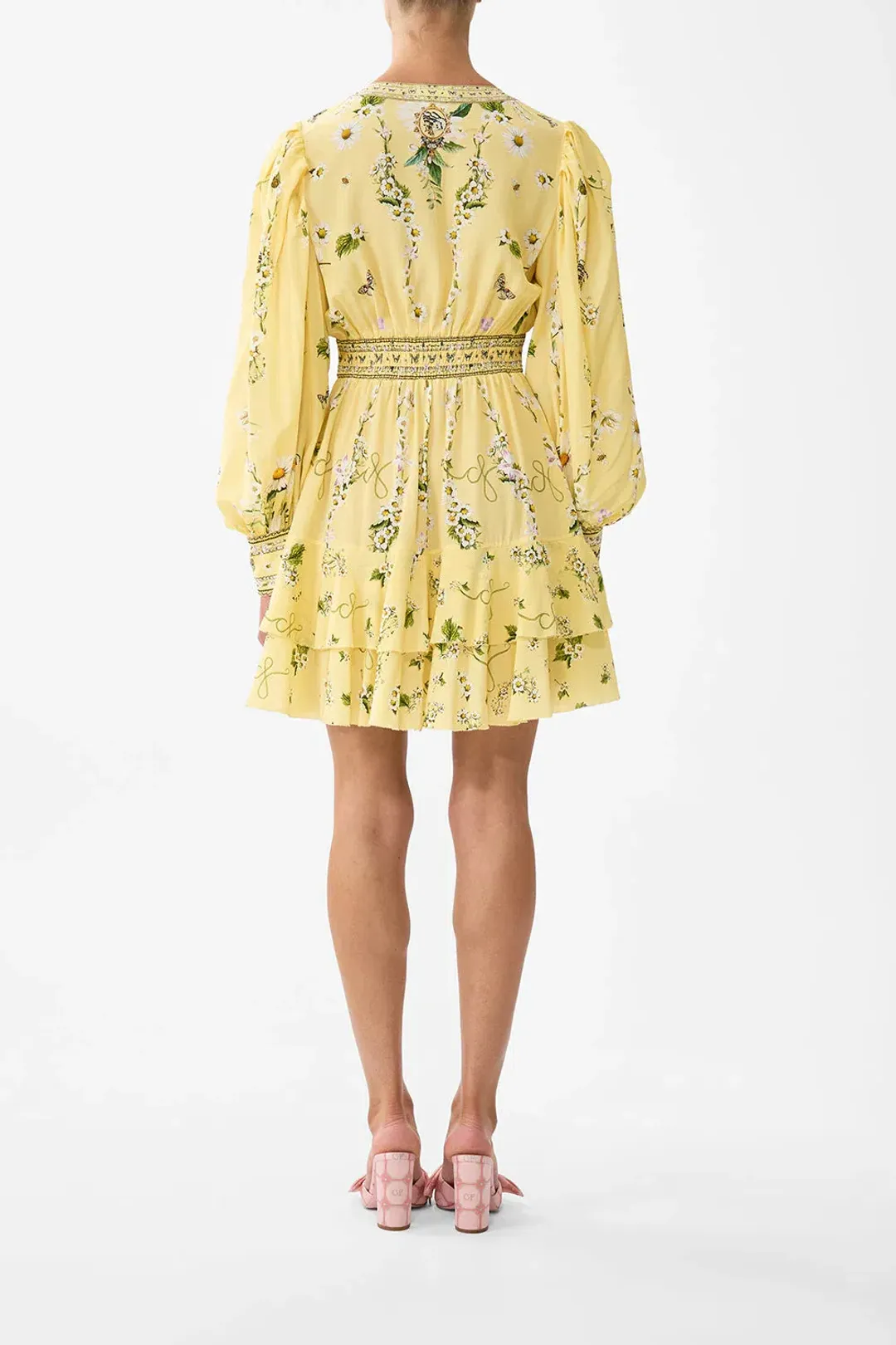 Camilla Button Front Frill Dress in Yellow Size XXL / AU 18 for rent on The Volte - main image