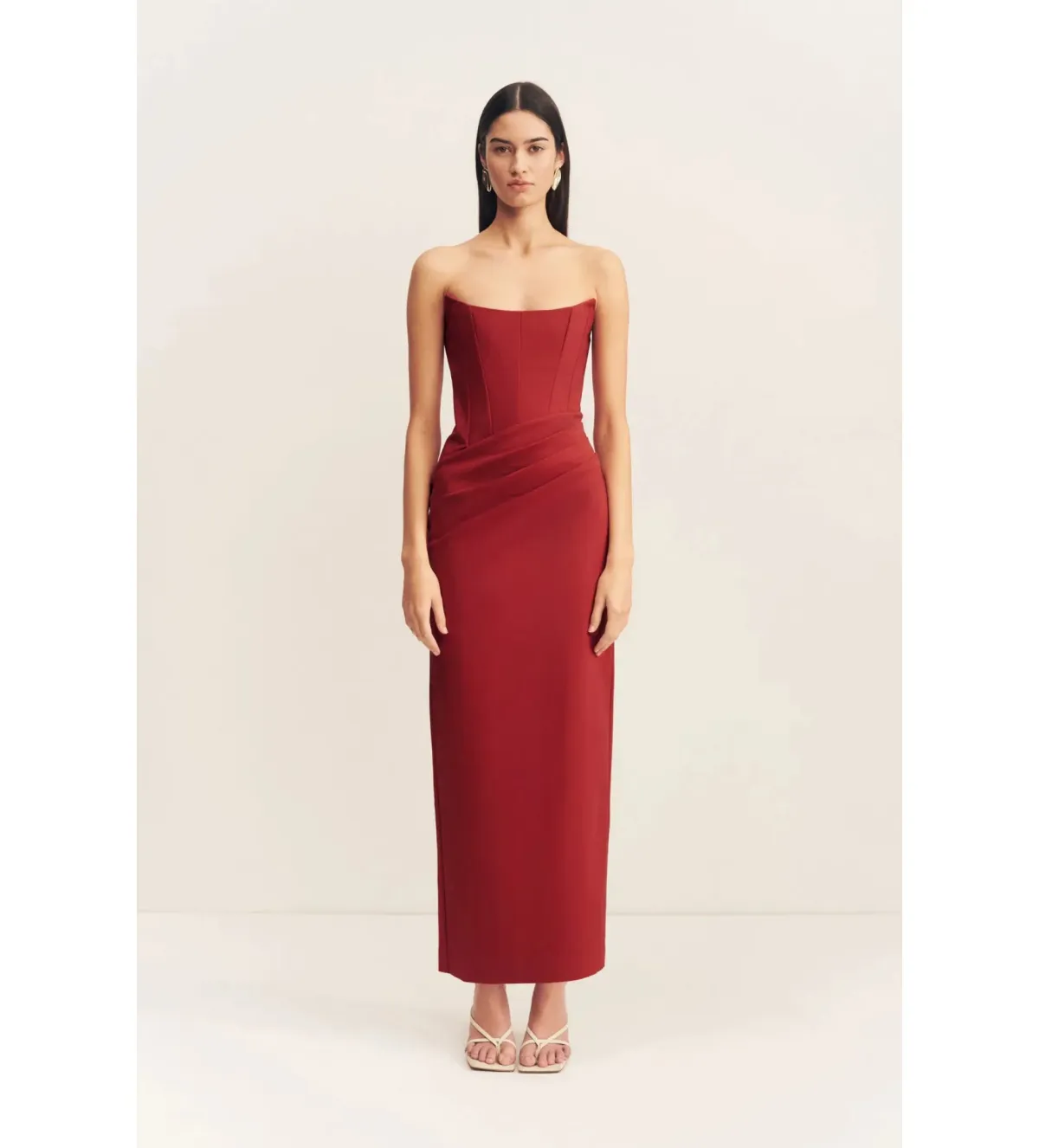 Shona Joy Lani Corset Maxi Dress in Red Dahlia Size AU 10 for rent on The Volte - main image
