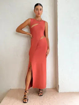 Sir The Label Nadja Cut Out Maxi Dress in Coral Size 1/ AU 8 for rent on The Volte - image 1