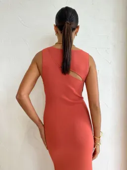 Sir The Label Nadja Cut Out Maxi Dress in Coral Size 1/ AU 8 for rent on The Volte - image 3