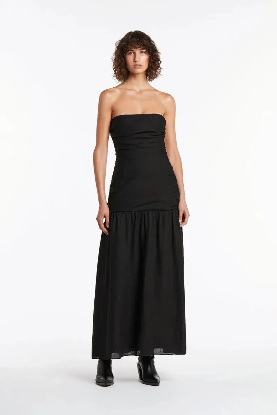 Sir The Label Clemence Gathered Midi Dress Black Size 0 / AU 6 for rent on The Volte - main image