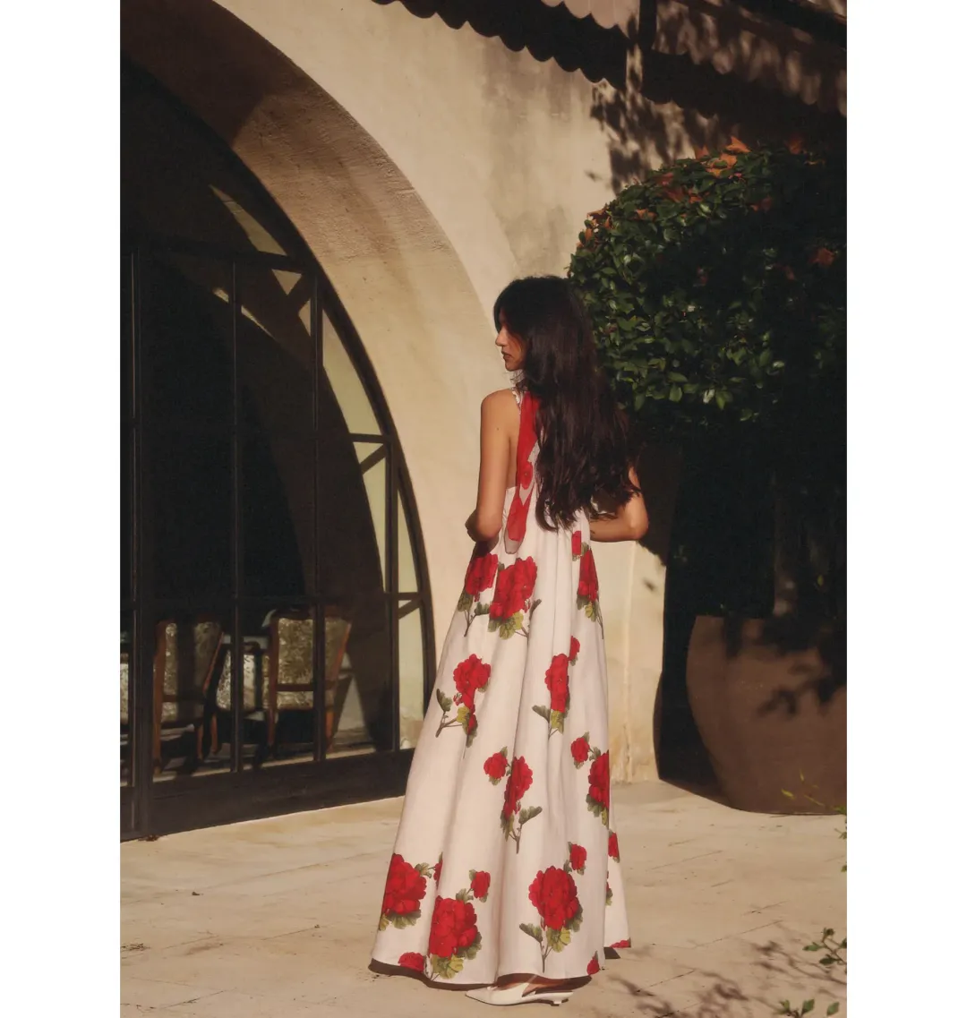 Morton Mac Camilla Dress in Crimson Ivy Size S / AU 8  for rent on The Volte - main image