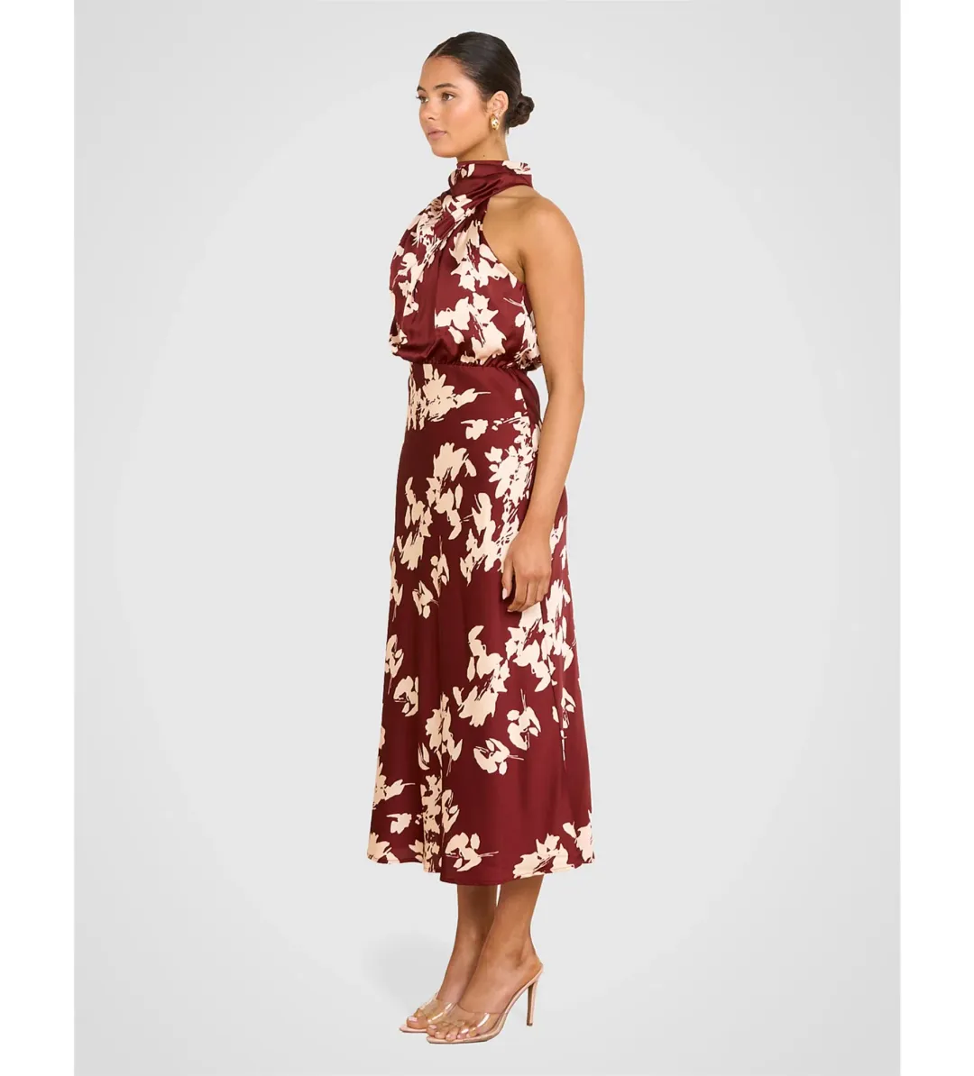 Pilgrim Theodore High Neck Midi Dress Floral Size AU 10 for rent on The Volte - main image