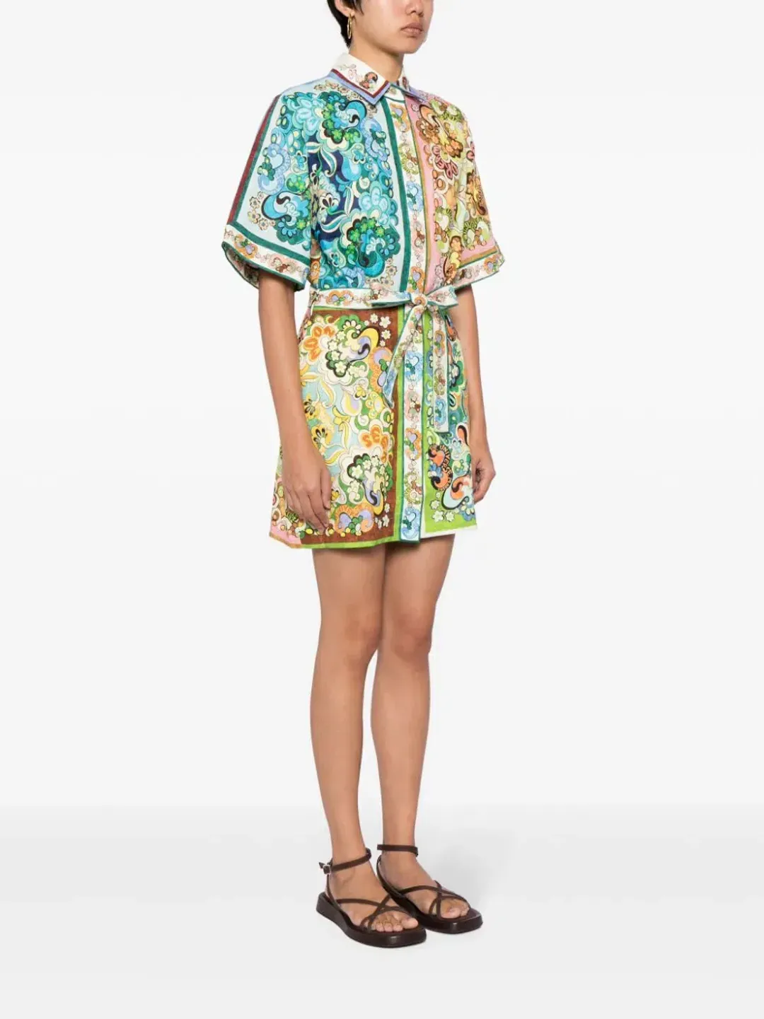 Alemais Dreamer Mini Shirt Dress Multi Print Size 10 for rent on The Volte - main image