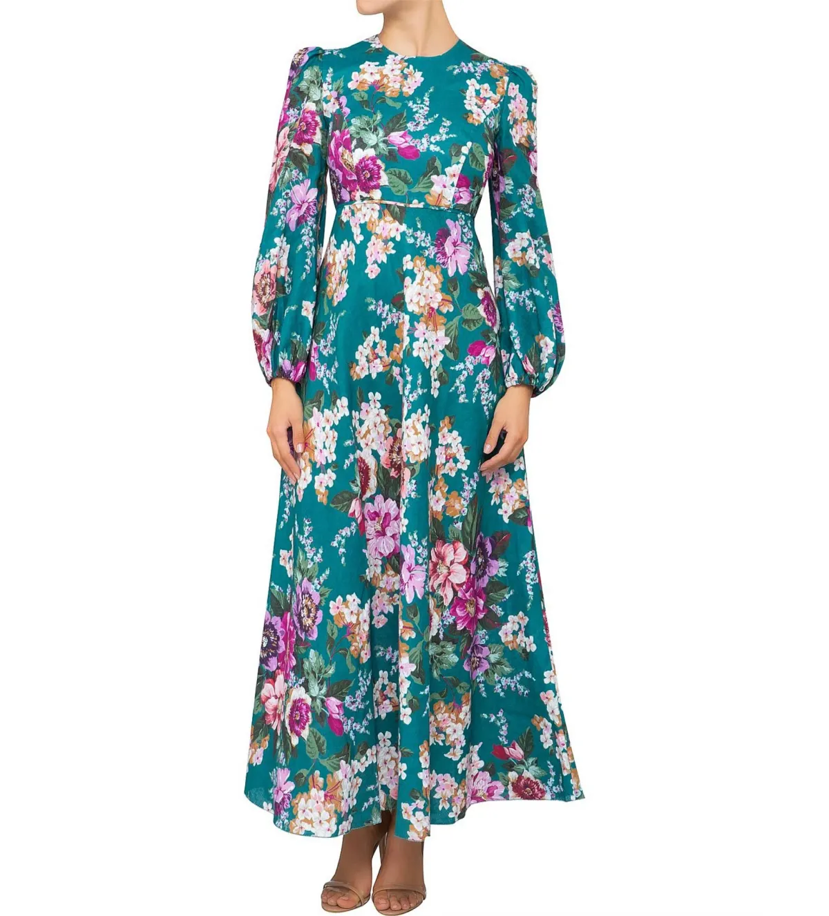 Zimmermann Allia High Neck Maxi Dress Emerald Floral Size 0 / AU 8  for rent on The Volte - main image