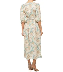 Zimmermann Veneto Floral Shirred Waist Midi Dress Print Size 0 / Size AU 8   for rent on The Volte - image 2