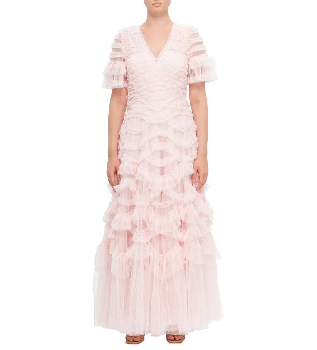 Needle & Thread Phoenix V-neck Gown Pink Size AU8 for rent on The Volte - main image