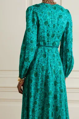 Zimmermann Lulu High Neck Midi Dress Jade Floral Size 3/AU 14  for rent on The Volte - image 2