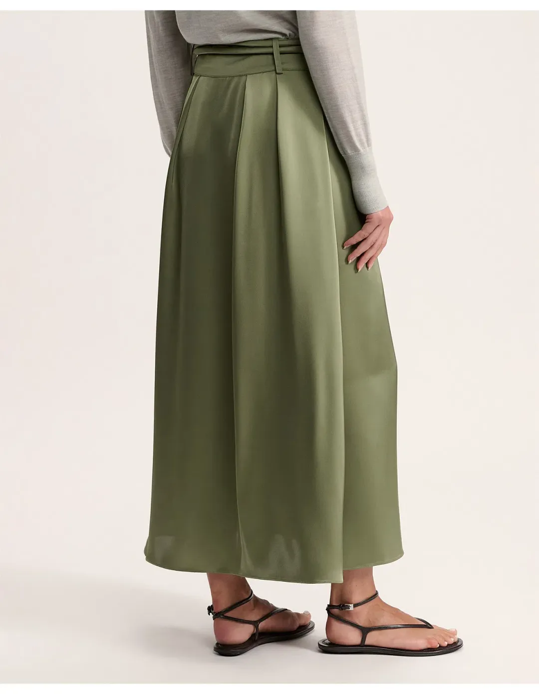 Saba Jayde Belted Midi Skirt Olive Green Size AU 6 for rent on The Volte - main image