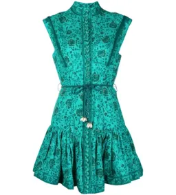 Zimmermann Lulu Panelled Floral Flip Dress In Green Size 0/Au 8  for rent on The Volte - image 2