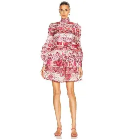 Zimmermann	Wavelength Spliced Mini Dress Pink	Size 0/Au 8  for rent on The Volte - image 1
