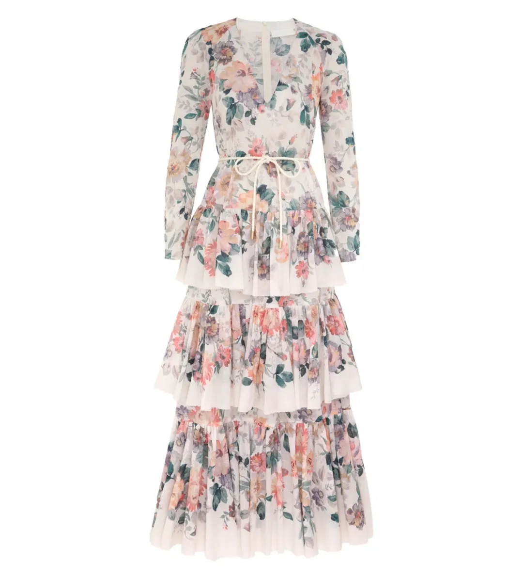 Zimmermann	Acacia Tiered Maxi Dress Mult Size 1/Au 10 for rent on The Volte - main image