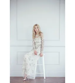 Needle & Thread Garden Scatter Sequin Maxi Dress in Cream  Size 8  for rent on The Volte - image 1