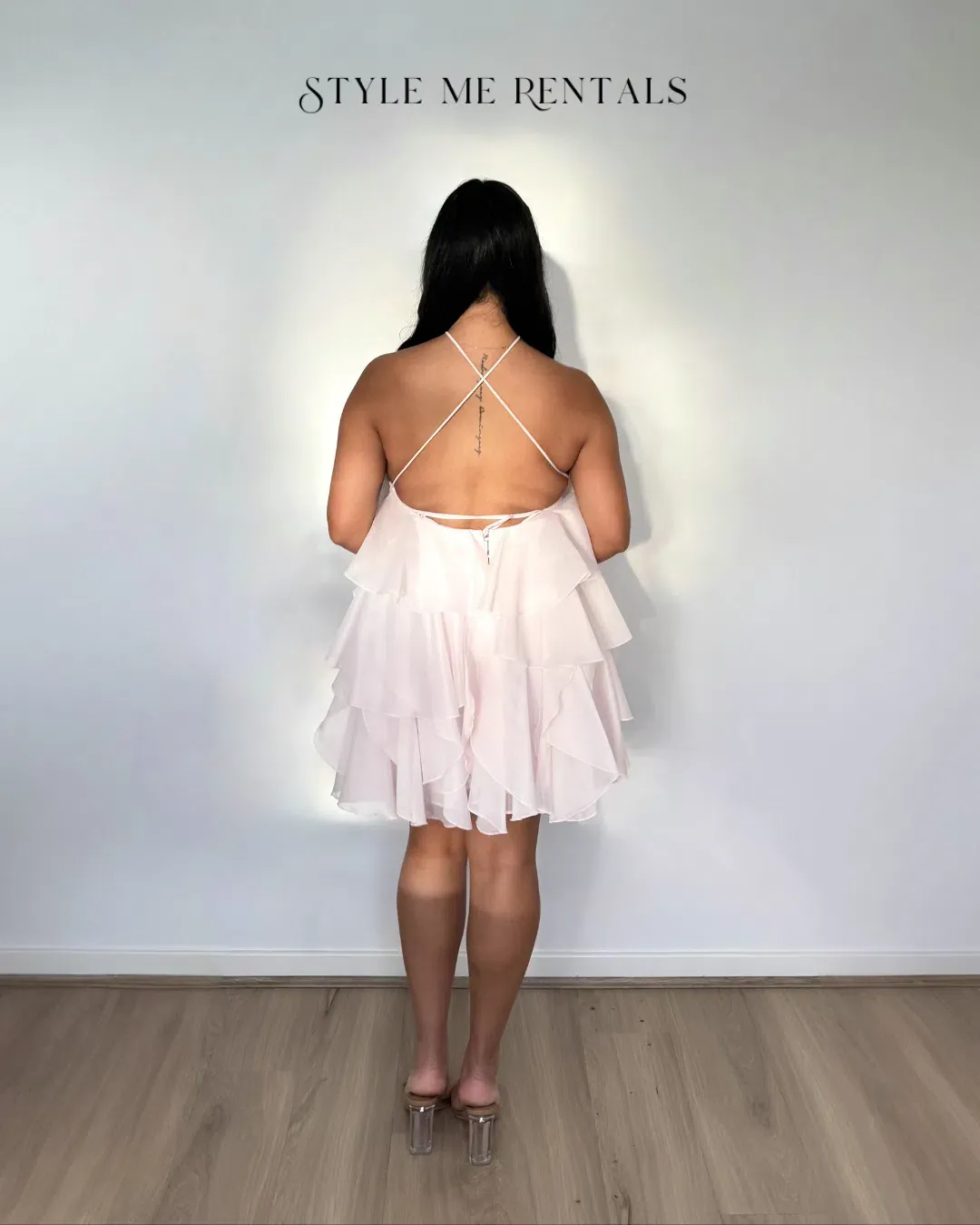 Aje Pandorea Layered Mini Dress Pastel Pink Size 10 for rent on The Volte - main image